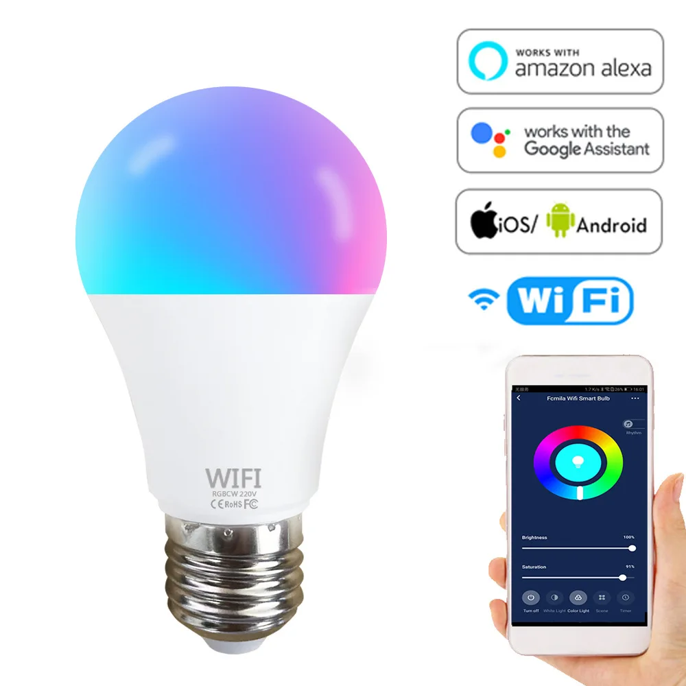 

Лампа светодиодная с поддержкой Wi-Fi и голосовым управлением, 220 В, E27, B22