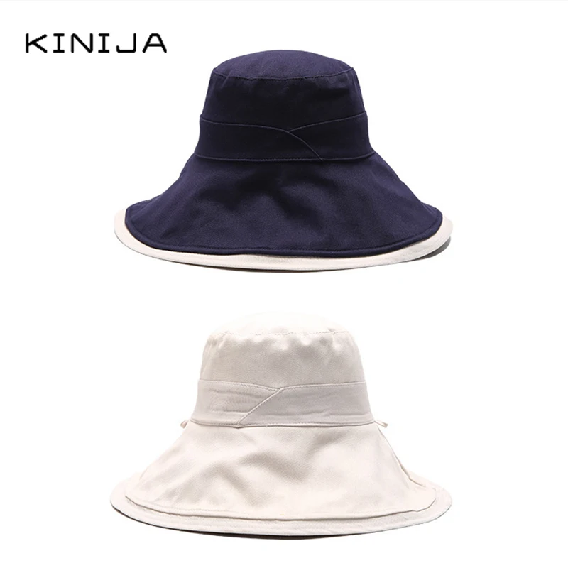 Панама женская двусторонняя с широкими полями Модная хлопковая пляжная от