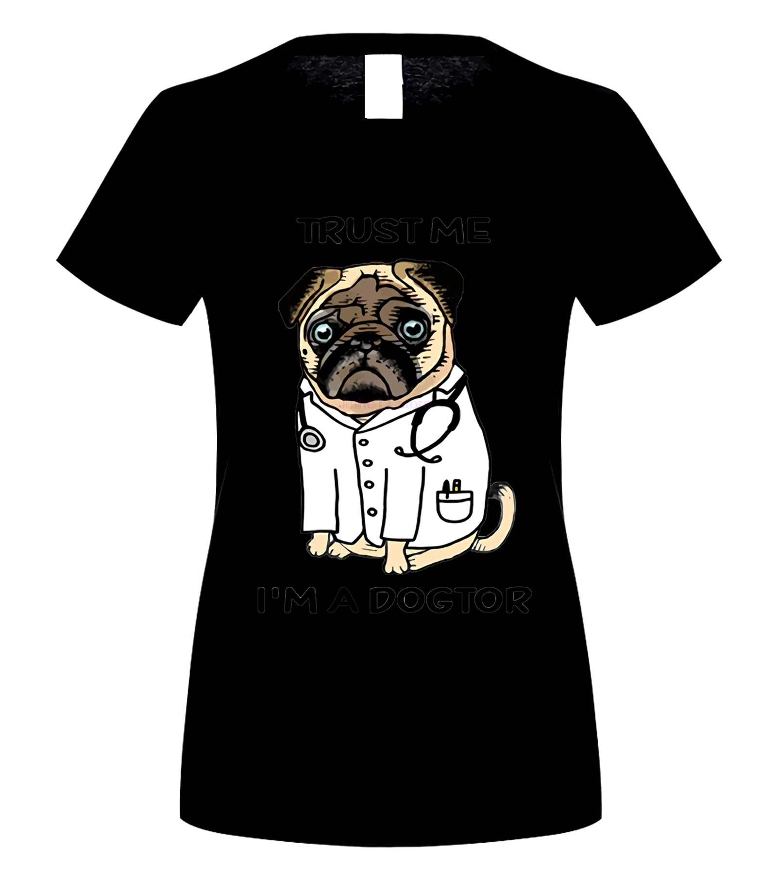 Забавная футболка с надписью Trust Me I'm a Dogtor Pug летняя изображением доктора