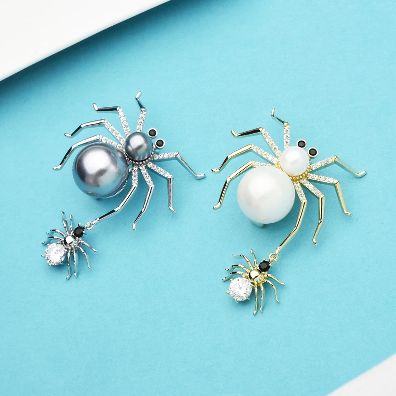 Wuli &amp baby Новый дизайн милые жемчужные женские броши пауки для мамы и ребенка 2