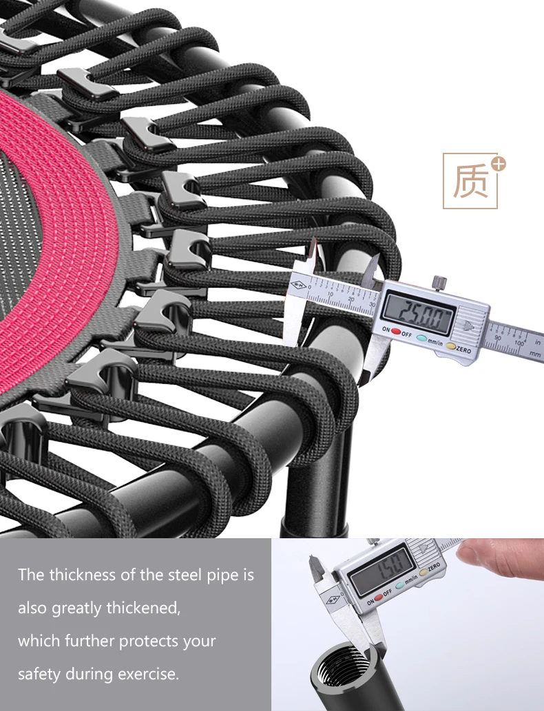 

Mini Silent Indoor 40" Fitness Trampoline With Adjustable Handle length Adults Kids GYM Sports Fitness Equipment