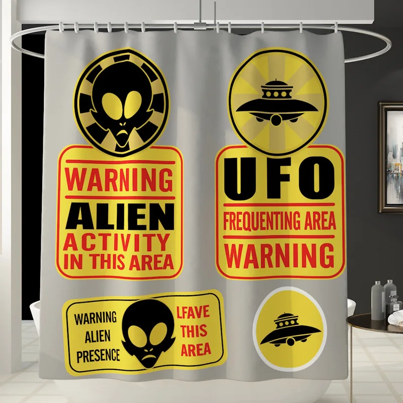 180*180 см тканевая занавеска для душа с узором в виде НЛО s ванной из полиэфира