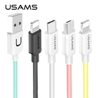 USAMS 1 м 2A цветной Lightning Type C Micro USB кабель для мобильного телефона для iPhone Huawei Xiaomi Samsung Зарядное устройство кабель для синхронизации данных