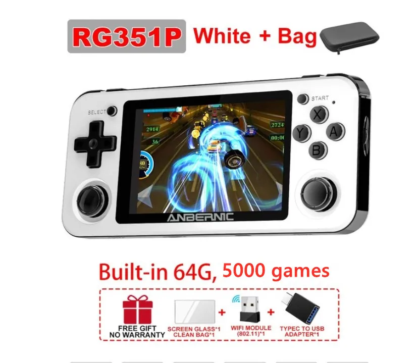 

ANBERNIC RG351P Retro Handheld Game Player RK3266 Built-in 10000 PS1 N64 Games Pocket Console 351M Video Music Players Gifts
