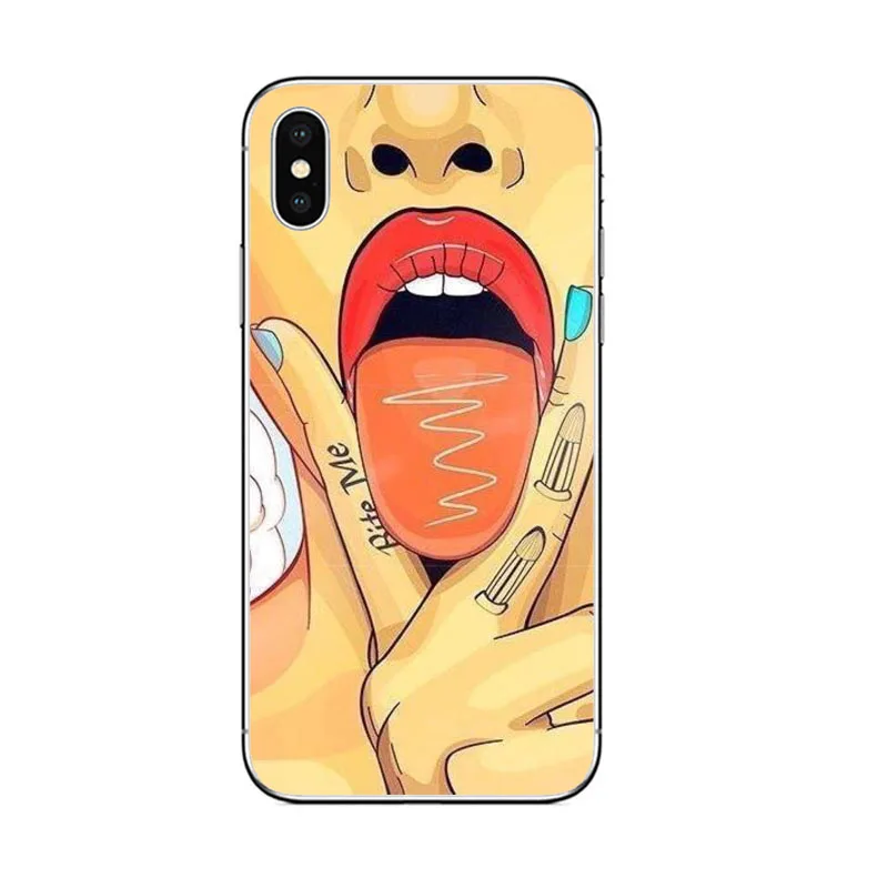 Сексуальная девушка в виде красных губ кружевное нижнее белье чехол для телефона