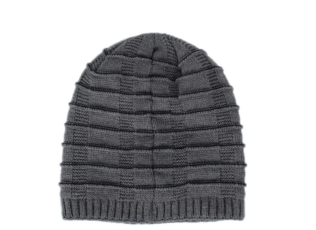 Fashion Staircase texture Winter Warm Knitted Hat Skullies Beanies For Men Women Bonnet Caps Gorros Male Solid Plus velvet Hat