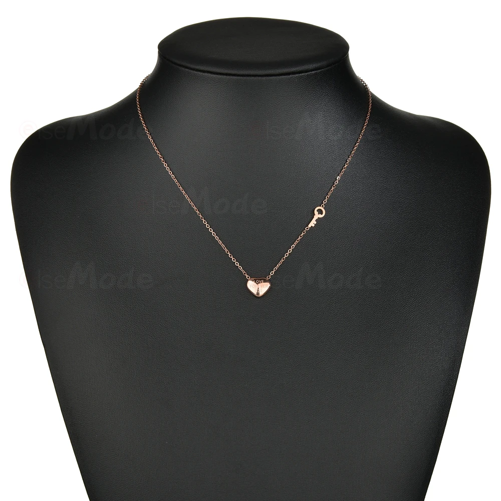 Колье ELSEMODE из нержавеющей стали под розовое золото с романтическим сердцем и