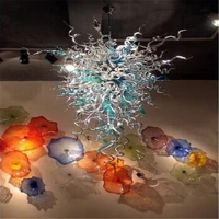 hand blown glass crystal chandelier silver w80xh110cm led art pendant light indoor lustre hotel hallparlor decoration