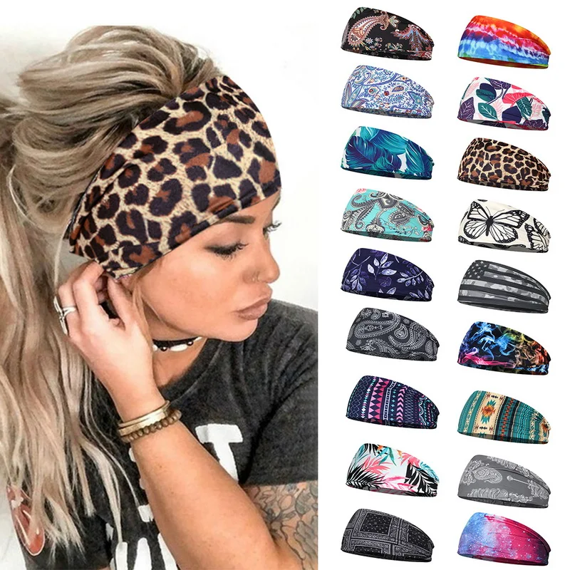 

Women Wide Sports Yoga Headband Stretch Hairband Elastic Ladies Hair Turban Sport Running Sweatband Outdoor Gym Hair Band