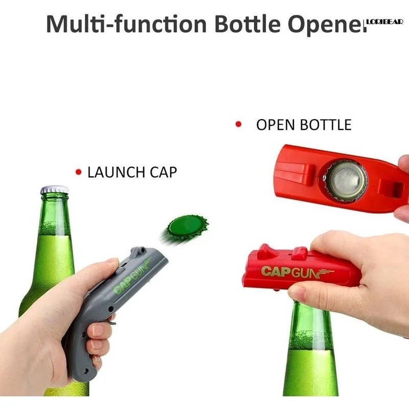 

Beer Bottle Opener Shooter Creative Bottle Opener Launcher with Corkscrew Wine Opener for Home Bar Party Drinking Game
