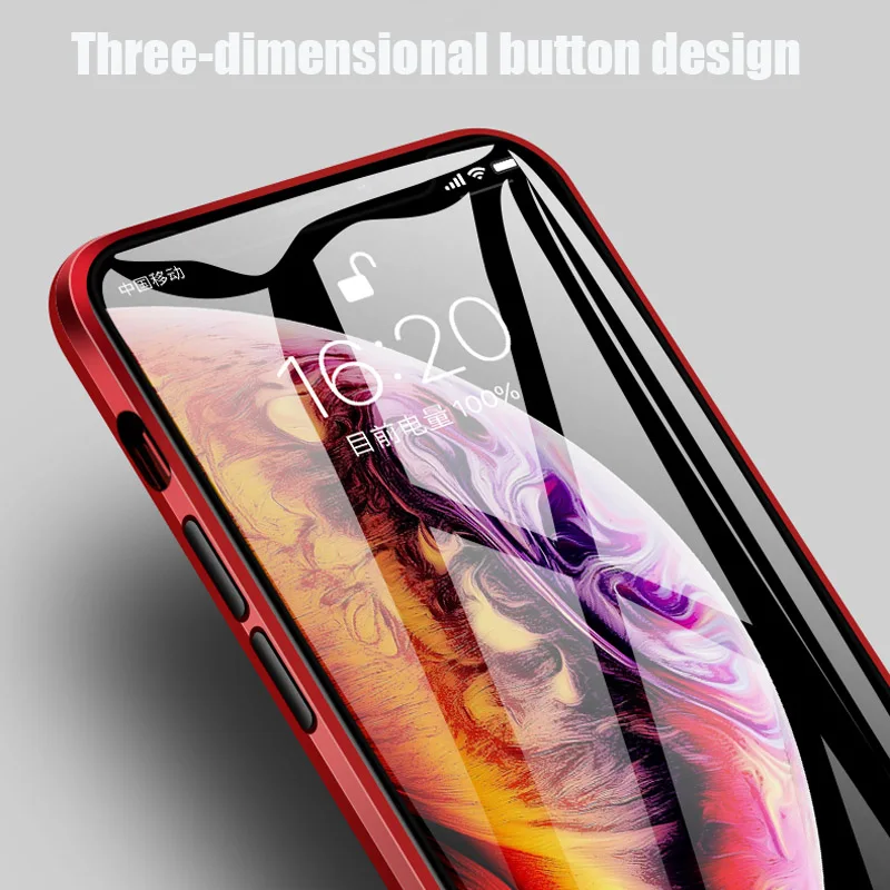 Магнитный металлический чехол 360 для телефона iphone 7 8 6 6S Plus двухсторонний iPhone X XR XS