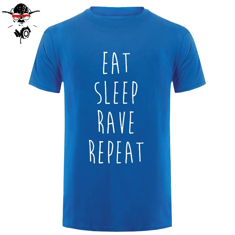 Мужская хлопковая футболка с коротким рукавом EAT SLEEP RAVE REPEAT DANCE SWAG MAN IBIZA новинка |