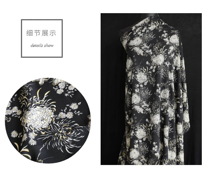 

Chinese style bronzing peony flower print fabric chiffon dress DIY to make clothing fabric