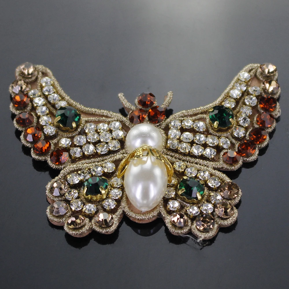 2 предмета в комплекте стразы бабочка из бисера нашивки на одежду для шитья