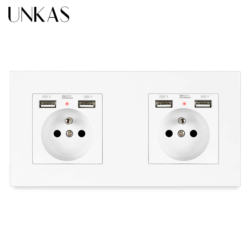 Черная пластиковая настенная розетка UNKAS из поликарбоната с 4 USB-разъемами