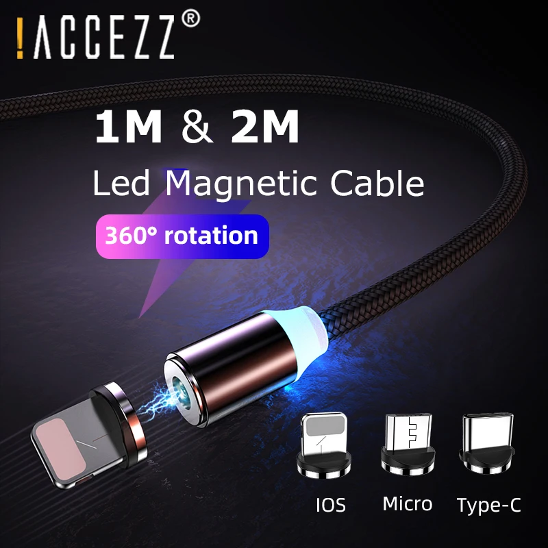! ACCEZZ Магнитный кабель Micro USB Type C для iPhone 11 Samsung быстрая зарядка магнитное зарядное