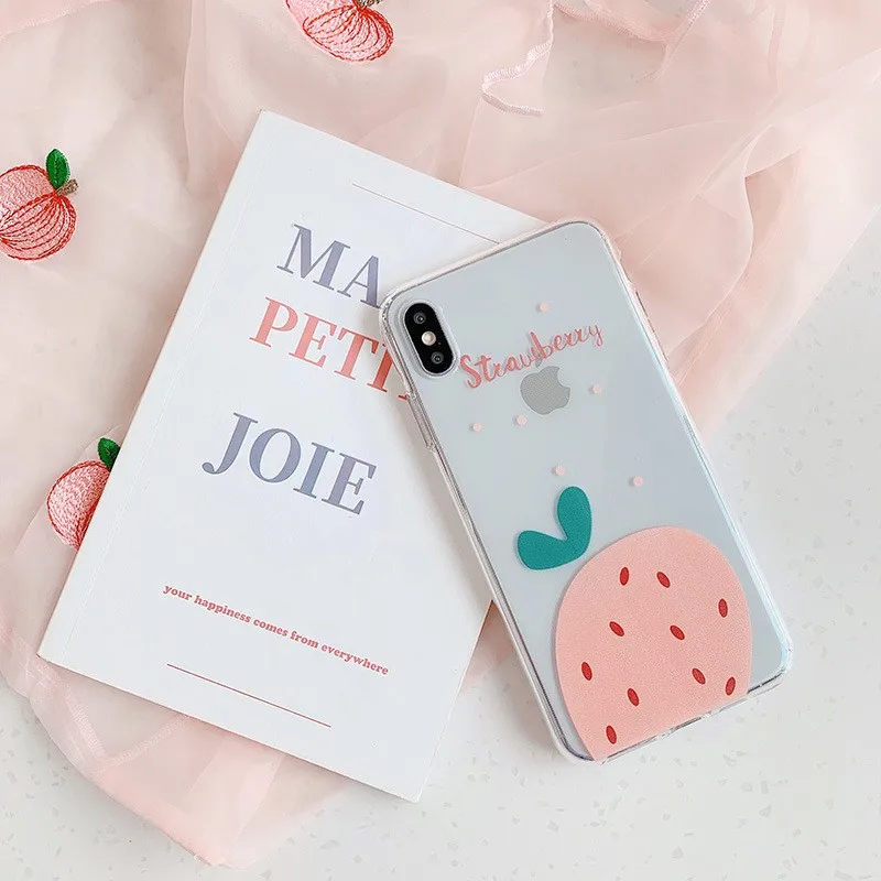 Для Iphone 7 8 Plus 6s розовый клубничный узор чехол для телефона IPhone X XS 6 мягкий