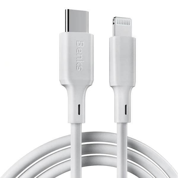 White Benks MFi PD кабель для быстрой зарядки для iPhone 11 Pro MAX X XR XS 8 Plus type C-Lightning Кабели для телефонов для iPad Pro шнур зарядного устройства - Цвет: White
