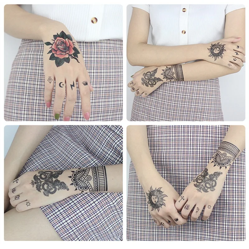 Временные татуировки водостойкие 5 шт./компл. цветок роза искусственные для рук