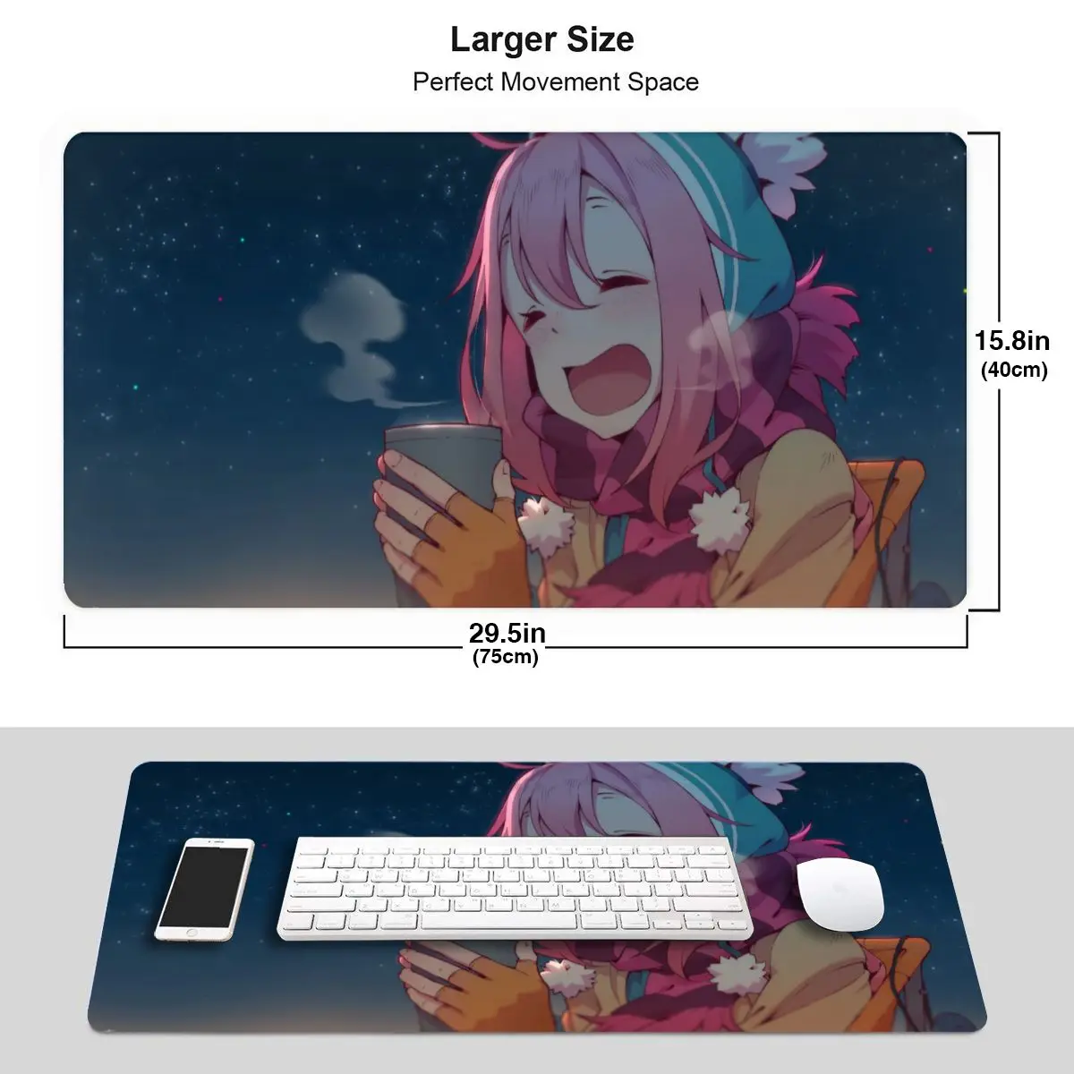Yuru Camp Nadeshiko Kagamihara Anime Girls Gaming Mouse Pad Keyboard Mat XL Non-Slip Rubber Mousepad for Computer | Компьютеры и офис