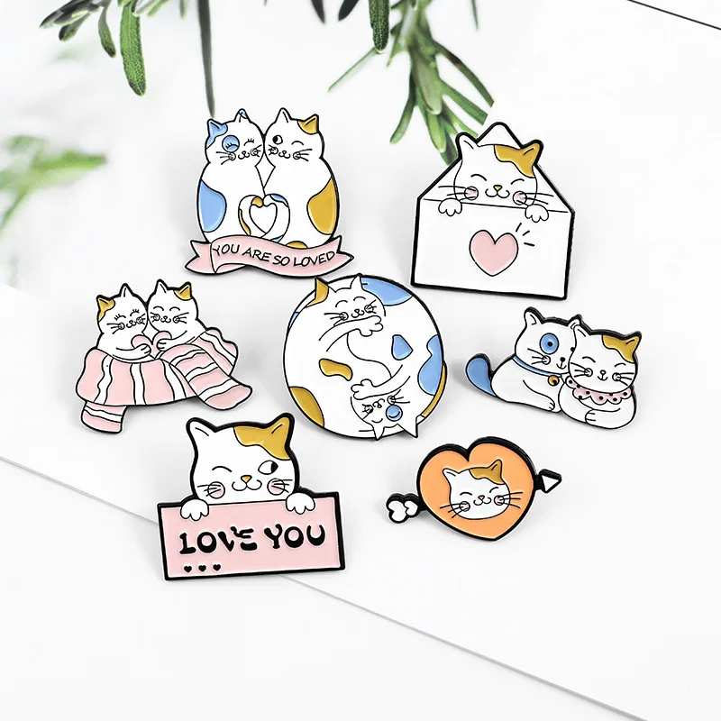 Корейская Милая брошь в виде кота из мультфильма для рюкзаков эмалированная