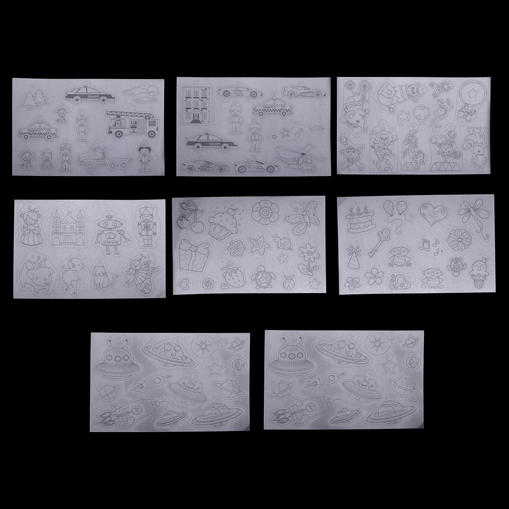 8 листов мульти узоры конструкции термоусадочная пластиковая пленка для