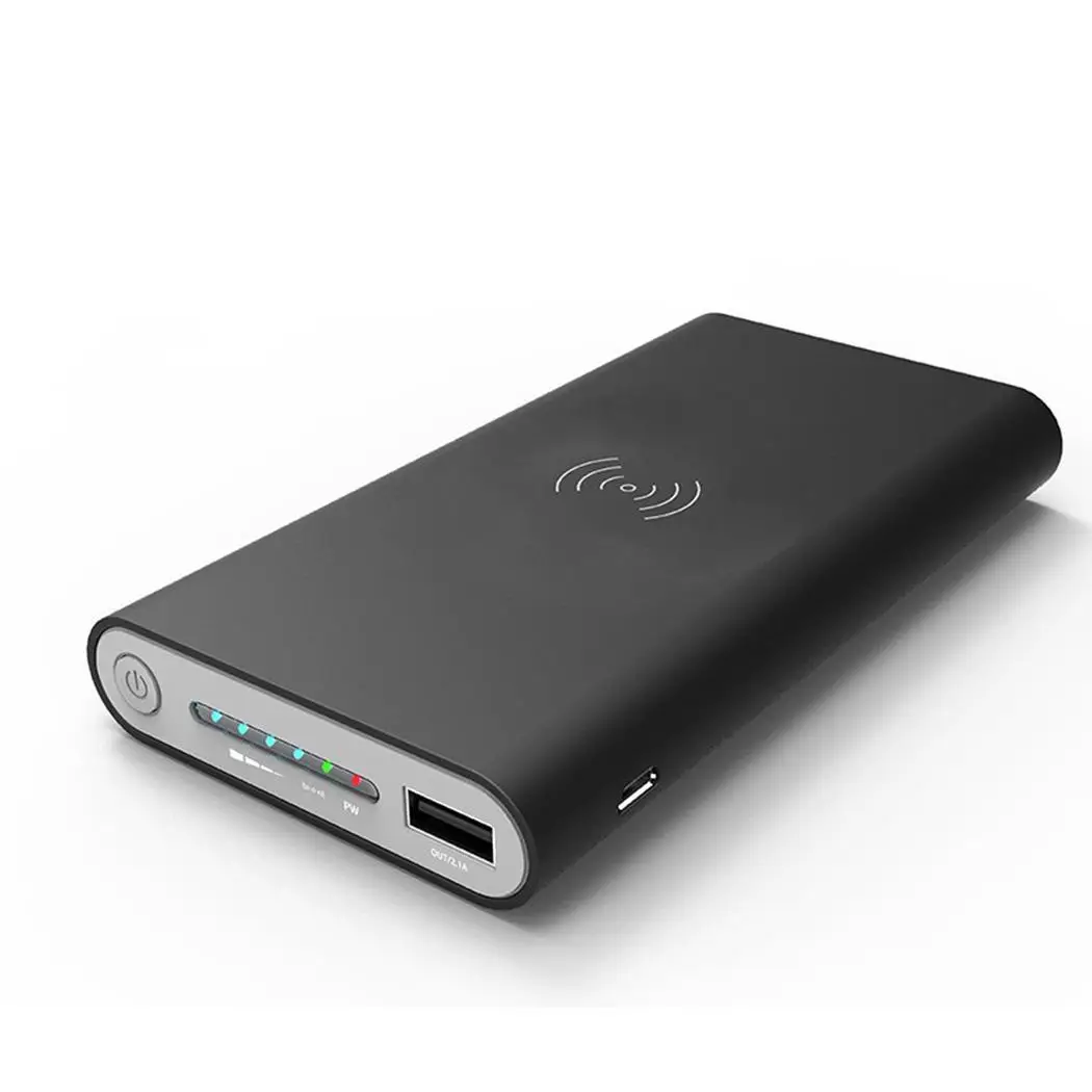 Банк питания 10000mah QI Беспроводное зарядное устройство портативное мобильное Powebank