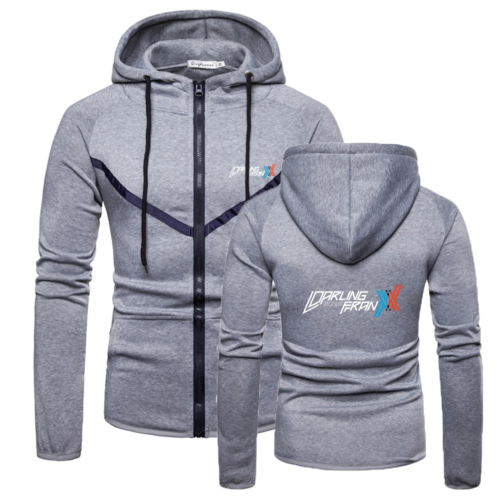 

2020 Men FRANXX New Zipper Brand Hoodies Fitness Sweatshirts Solid Color England Style Comfortable Muscle Sportswear coats