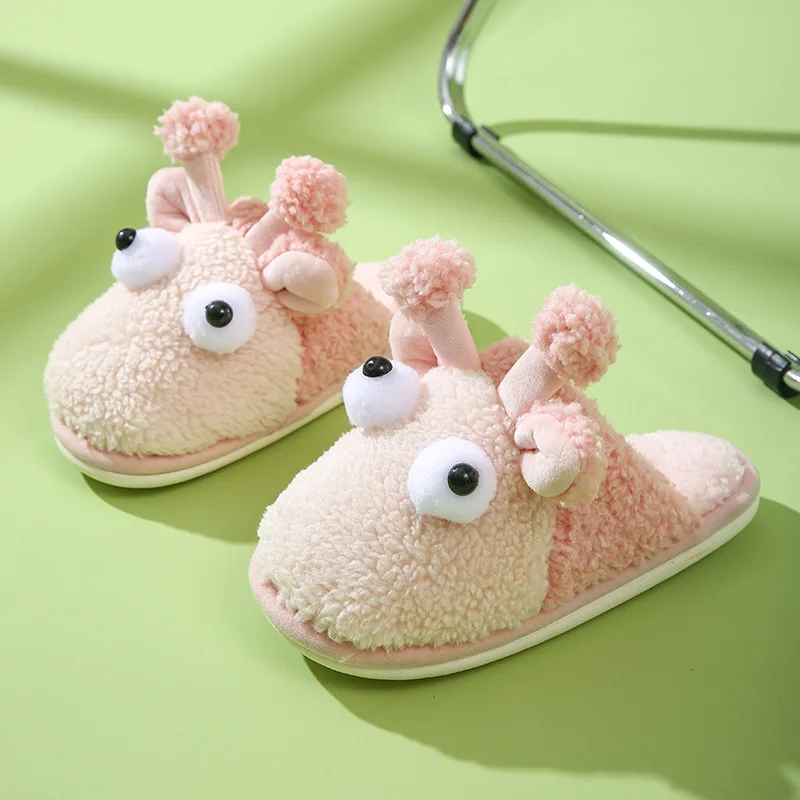 Unisex Corduroy House  Women Home Slippers Winter Warm Shoes Cotton Fashion Plush Home Slippers Flat Cute Animal  Slides Shoes