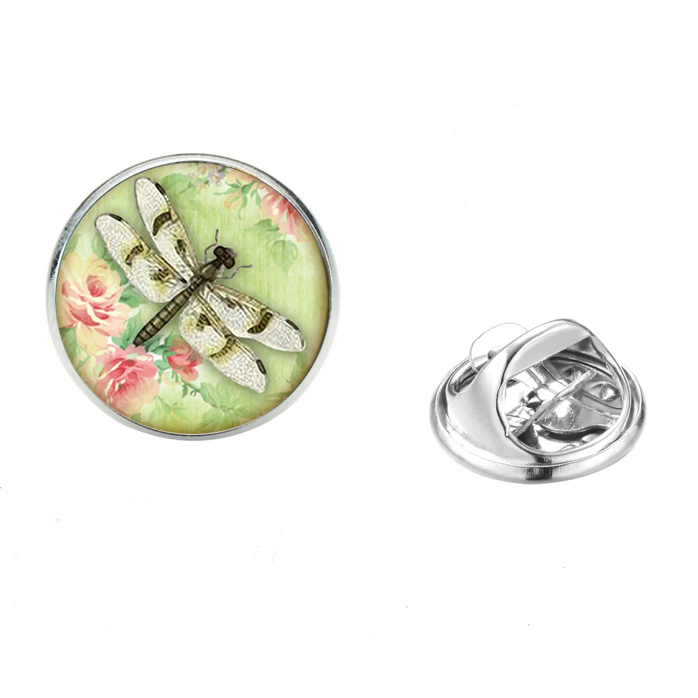 SIAN Hot Insect Dragonfly Pins Badge Blue Flower Retro Photo Punk Glass Crystal Brooch Women Suit Dress Decorative Pin | Украшения и
