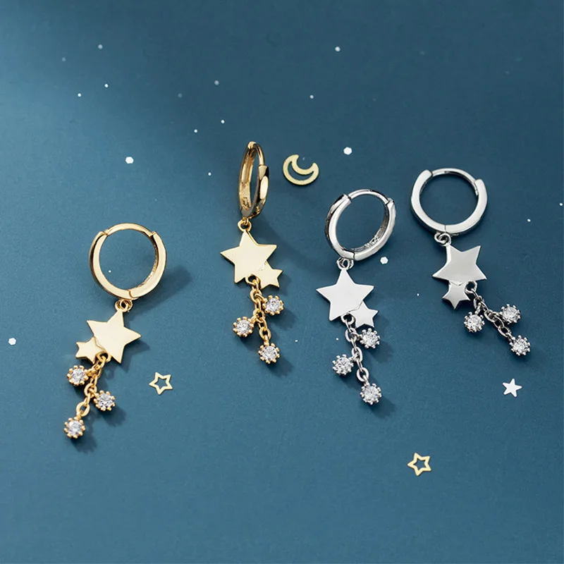 Женские длинные серьги-кольца из серебра 925 пробы с фианитами | Украшения и