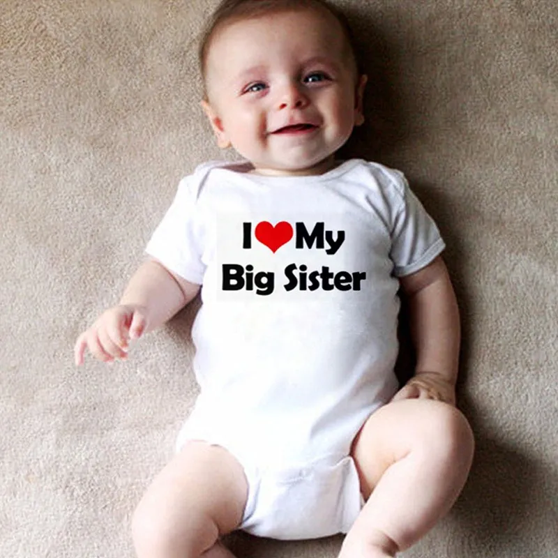 Детский комбинезон DERMSPE с коротким рукавом и надписью I Love Big Sister | Мать ребенок