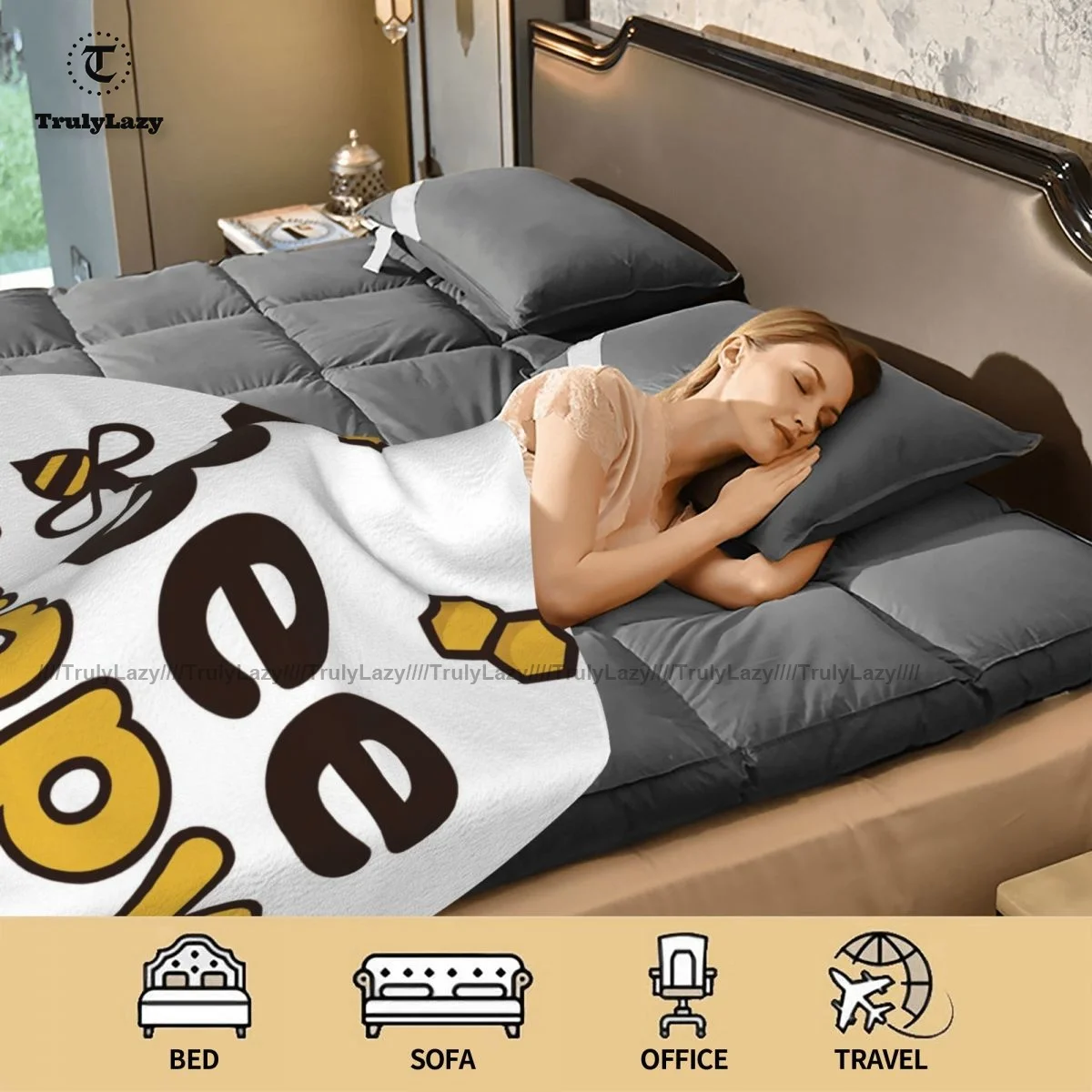 

Bee Blanket Cheap Cute Round Bedspread Fleece Travel Soft Blanket