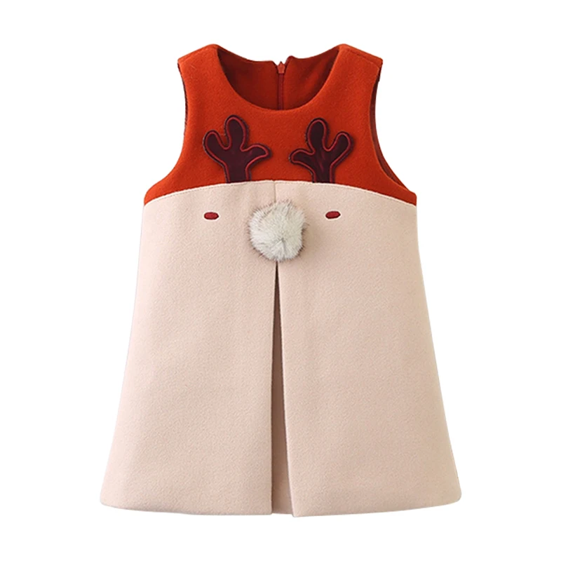 Babyinstar New Girls Christmas Dress Winter Girl For Kids Sleeveless Cute Cartoon Clothing Children Party | Детская одежда и обувь