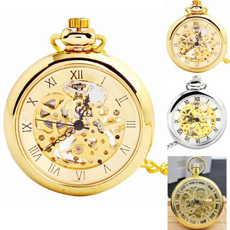 2020 Latest Designs Fashion Gold Men‘s Mechanical Pocket Watch Without Cover,Women's Gold Necklace Pendant Clock Birthday Gifts