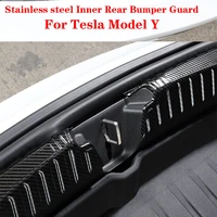stainless steel carbon fiber inner rear bumper guard sill plate trim for tesla model y