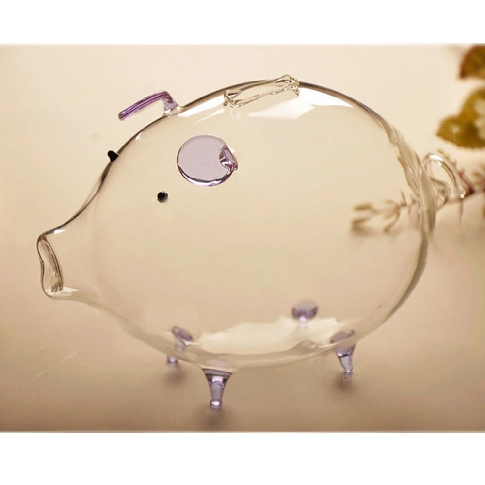 

Cute Pig Piggy Bank Money Box for Kids Transparent Glass Saving Cash Coin Storage Saving Pot Adorable Gift