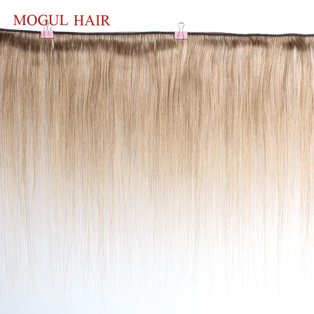 MOGUL волосы цвет 8 пепельный блонд прямые пряди с закрытием 16-24 дюймов предварительно окрашенные бразильские не Реми человеческие волосы для наращивания