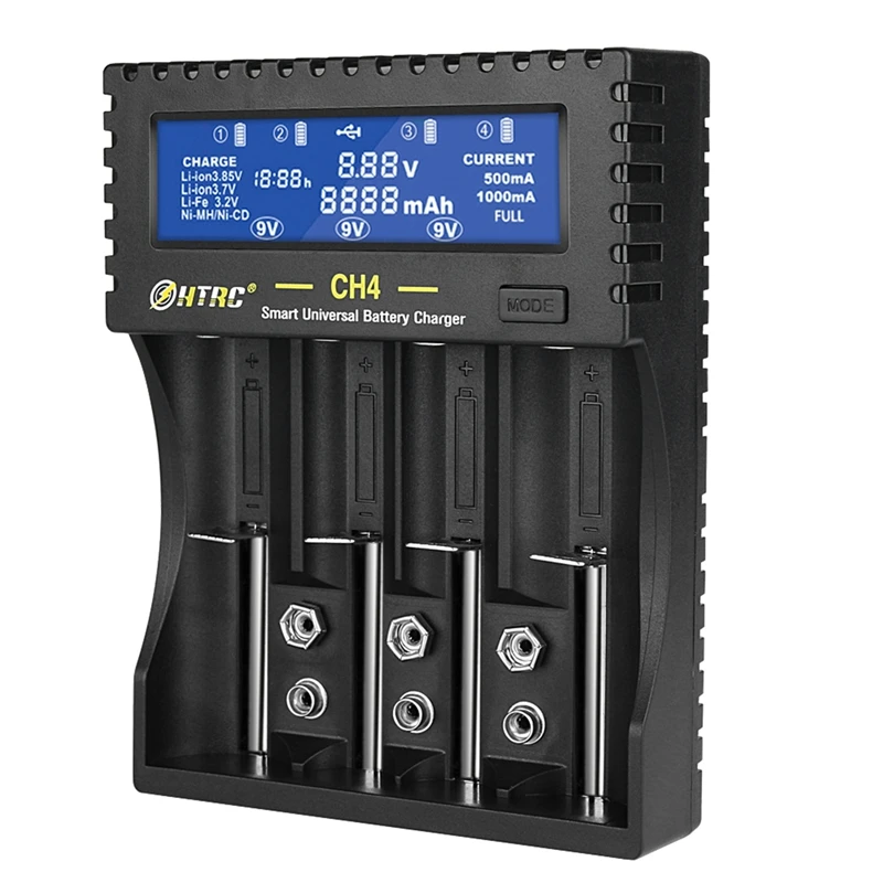 

HTRC 18650 Multi-Function Li-Ion Li-Fe Ni-MH Ni-CD Smart Charger for AA/AAA/18650 9V Battery 4 Slots Battery