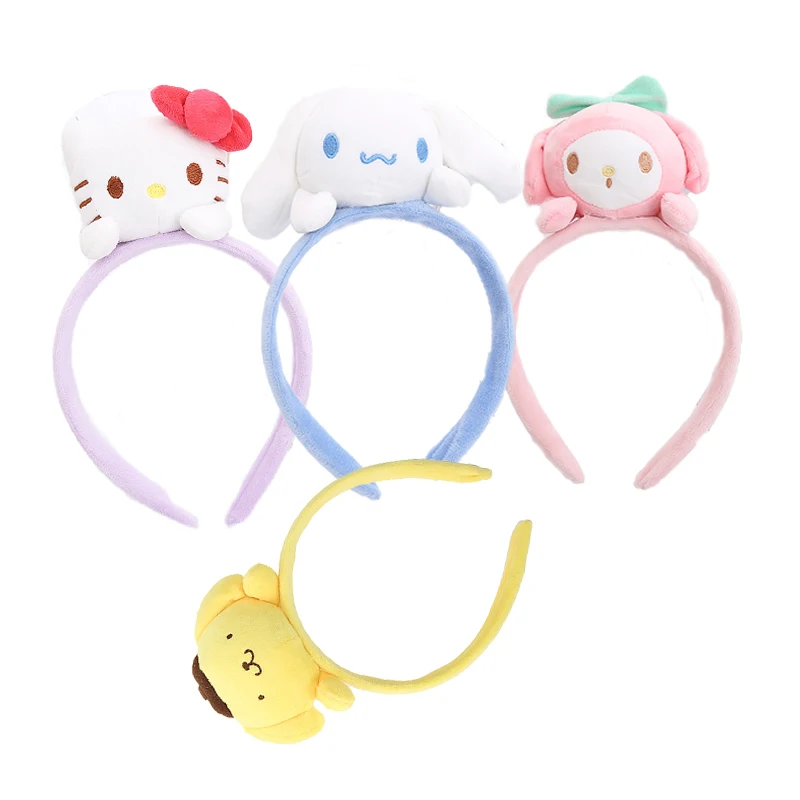 

Japanese Kawaii Cinnamorol Melody PomsPurin Kittys Cartoon Anime Girly Heart Plush Cute Headband Hair Band Kids Toy Gift