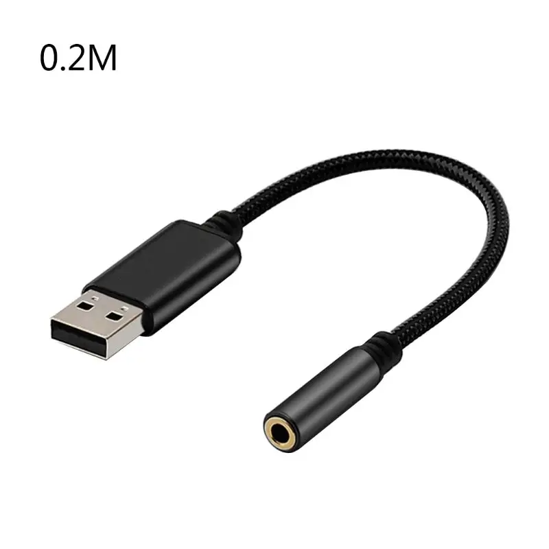 

H8WA 0.2m/1m 2In1 USB to 3.5mm Cable USB Computer AUX Headphone Adapter Cable Converter for App-le Be-ats Earphones