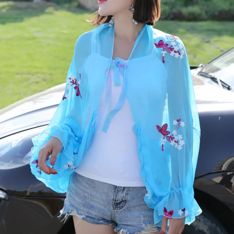 Женская летняя куртка солнцезащитный Лонгслив женская шифоновая шаль для