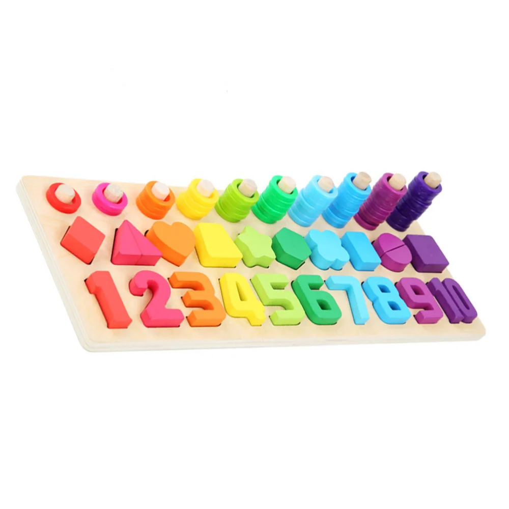 

Wooden Puzzles Numbers Shape Learning Board Kindergarten Educational Toys