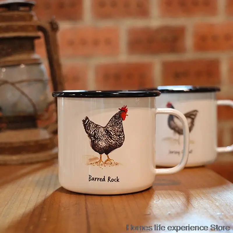 Оригинальная утолщенная кружка в европейском стиле ретро с эмалью и мультяшным