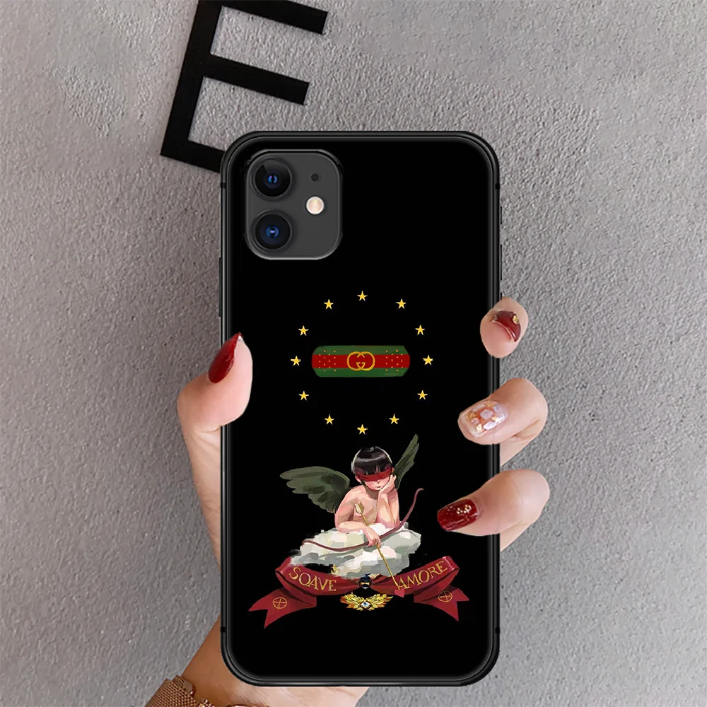 

Luxury Brand Ltalian Phone Case Cover For Iphone 6 6S 7 8 11 12 Se 2020 X Xs Xr Pro Max Plus Mini Black Coque Funda Silicone