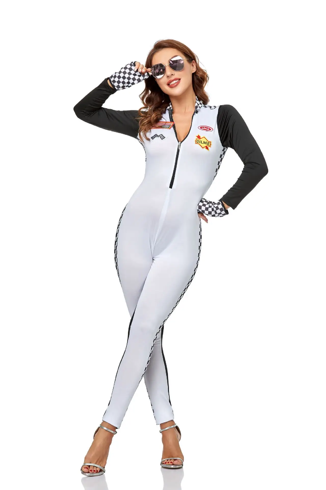 racecar girl game model uniform F1 motorcycle sexy cheerleader outfit tight long sleeve jumpsuit