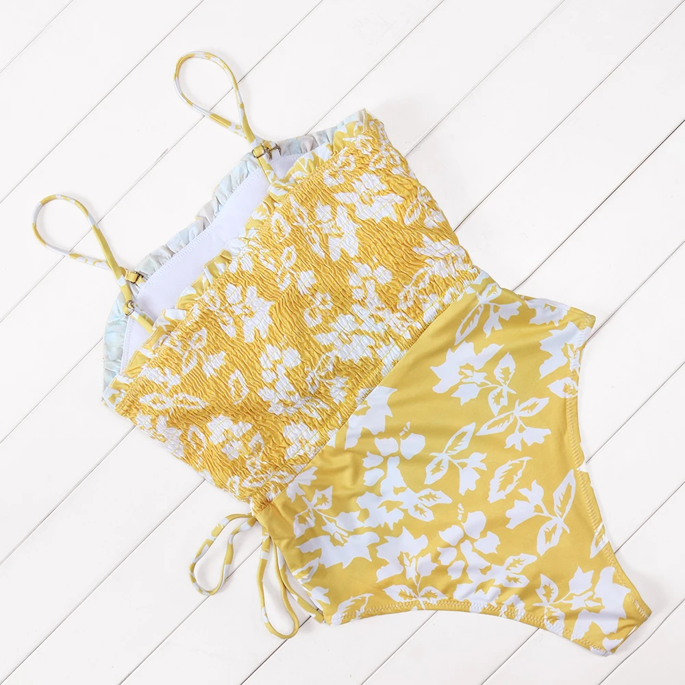 Женский слитный купальник OMKAGI купальный костюм с цветочным принтом