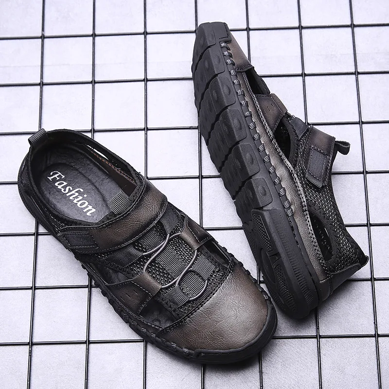 

2020 summer shoes genuine leather for men sandals man fashion mountain outdoor water footwear beach hiking closed mens handmade