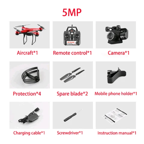 5MP Camera Red Радиоуправляемый Дрон ESC камера HD 4K wifi FPV высота удержания Квадрокоптер, Дрон Безголовый режим беспилотник selife пульт дистанционного управления Вертолет Самолет - Цвет: 5MP Camera Red