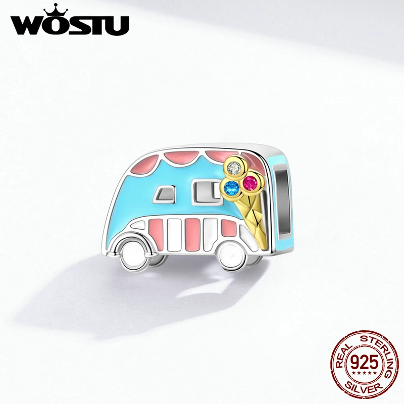 WOSTU Ice-cream бусины в виде автомобилей из стерлингового серебра 925 пробы